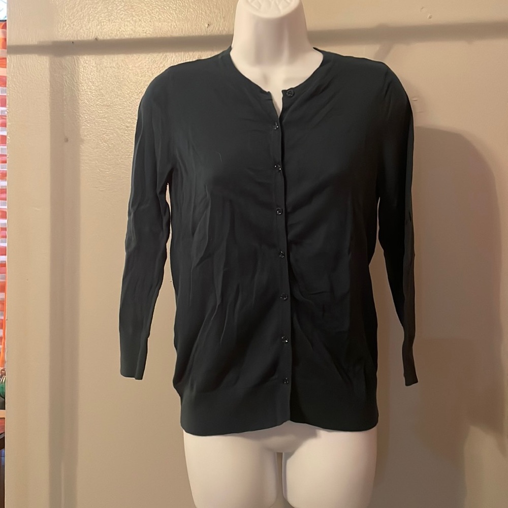 Ann Taylor Teal Button Up Cardigan Size Small